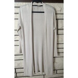 Terra And Sky  Womens Size 0X (14W) White Open Front Long Sleeve Cardigan Duster